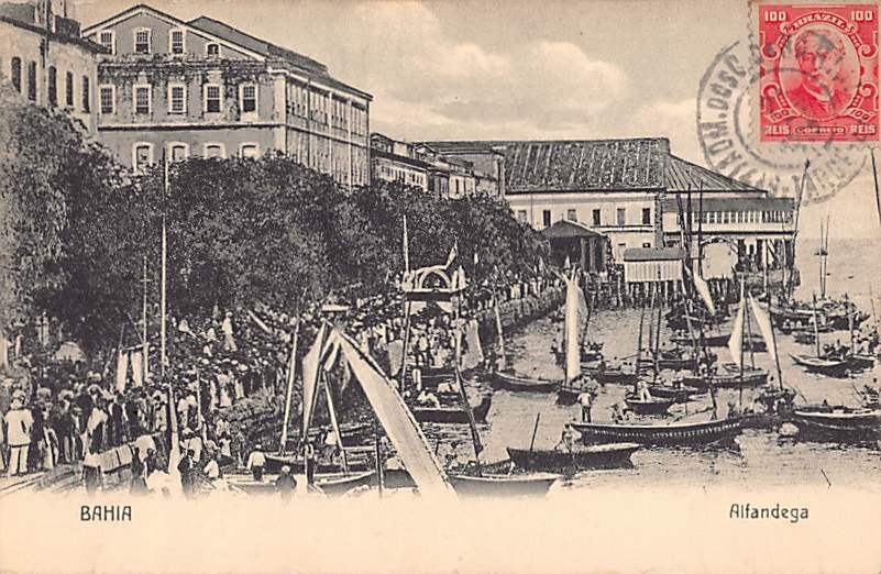 BAHIA, BRAZIL ~ Alfandega, Litho.-Typ. Almeida, used TCV to USA c. 1915 BAHIA, BRAZIL ~ Alfandega, Litho.-Typ. Almeida, used TCV to USA c. 1915
