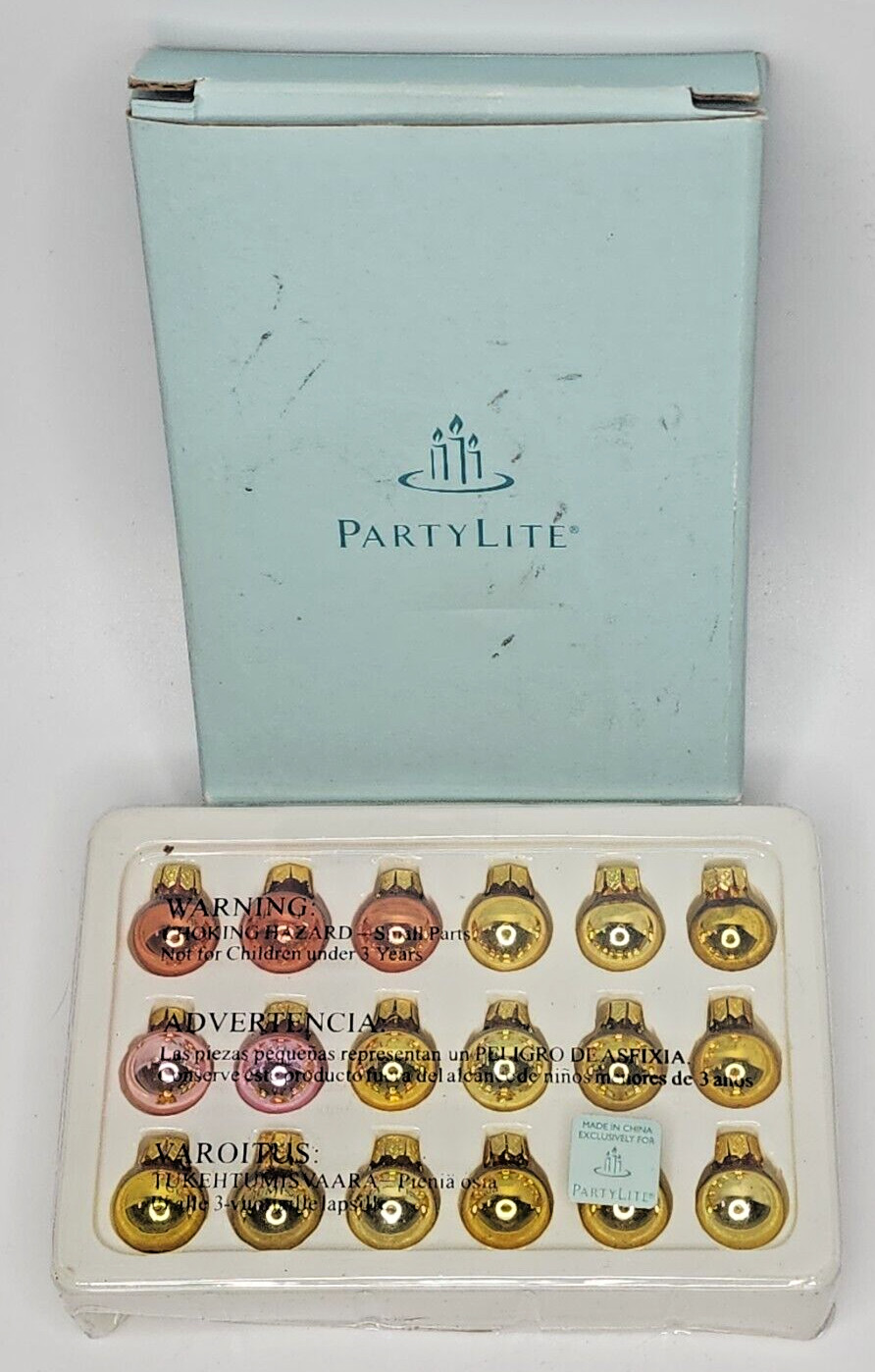 Partylite Glowing Tree Ornament Set Extremely Rare Retired NIB P2A/P7855 Gold