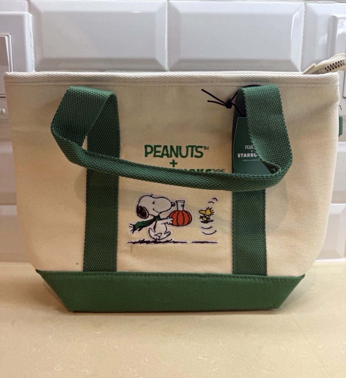 Starbucks x Peanuts Snoopy Mini Tote Canvas Bag Brand New With Tags In Hand