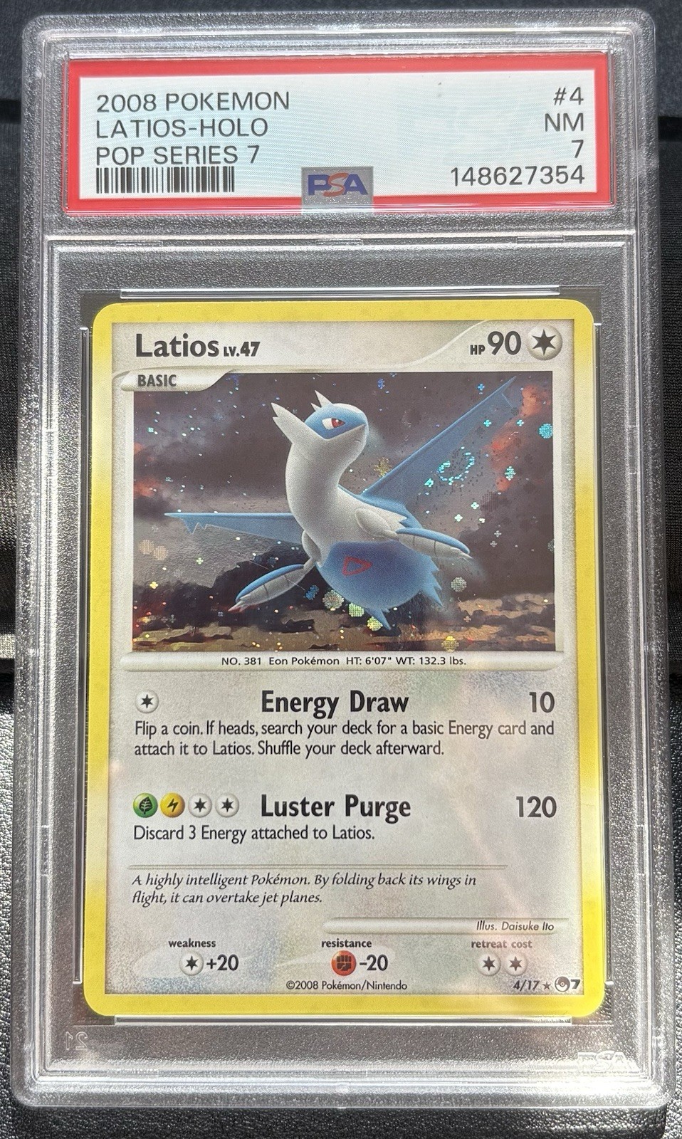 2008 POKEMON POP SERIES 7 Nintendo Promo #4 LATIOS HOLO PSA 7 SWIRL 2008 POKEMON POP SERIES 7 Nintendo Promo #4 LATIOS HOLO PSA 7 SWIRL