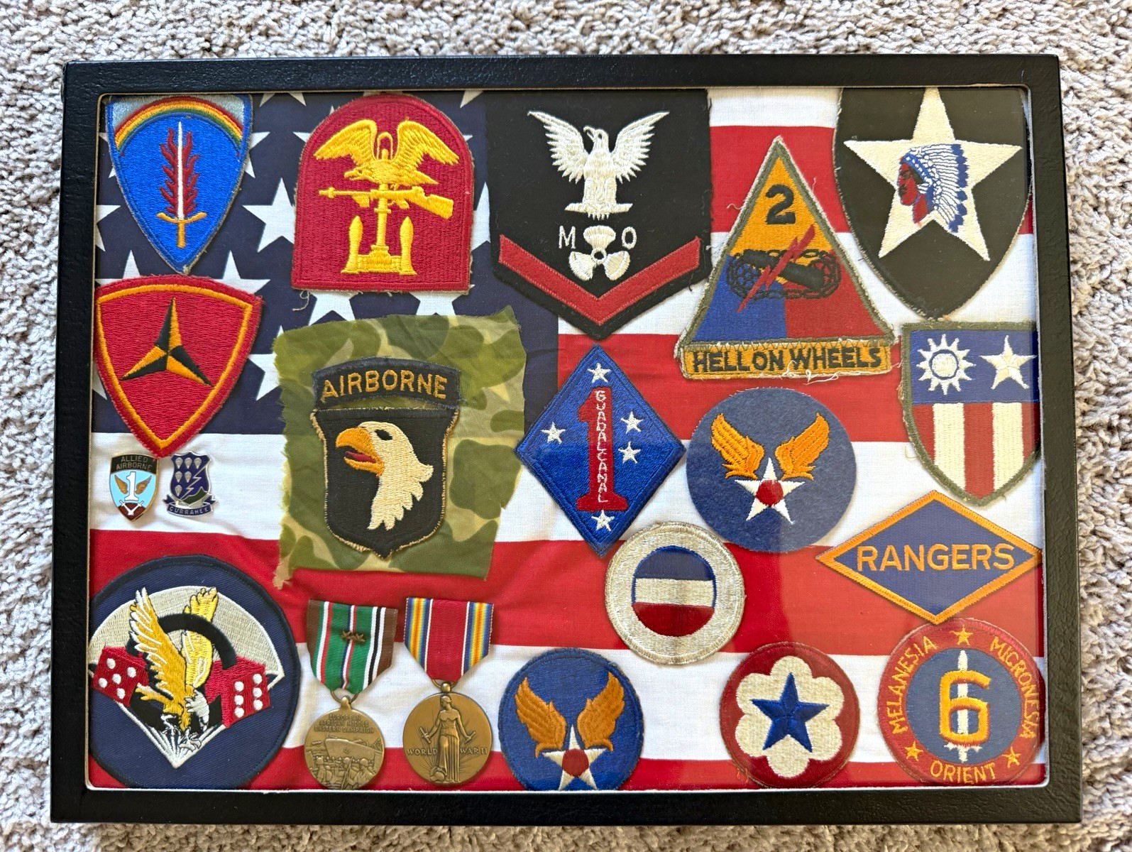 WWII Era U.S. Militaria Patches Pins Medals Collection