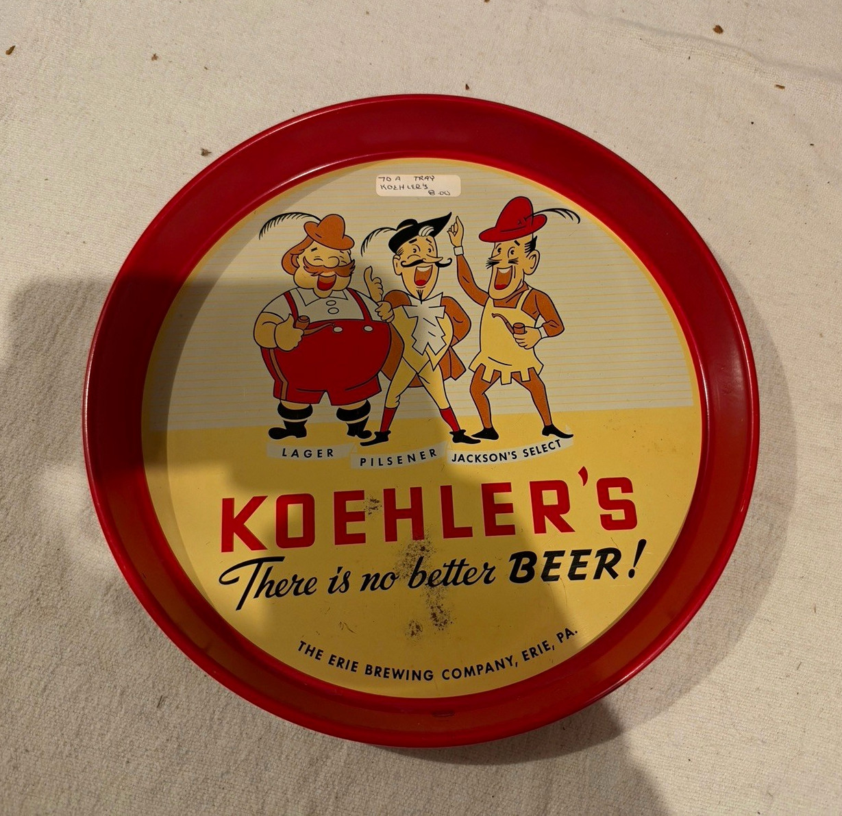 Koehler's Beer Advertising Tray - Red Breweriana Collectible Beer Tray Koehler's Beer Advertising Tray - Red Breweriana Collectible Beer Tray