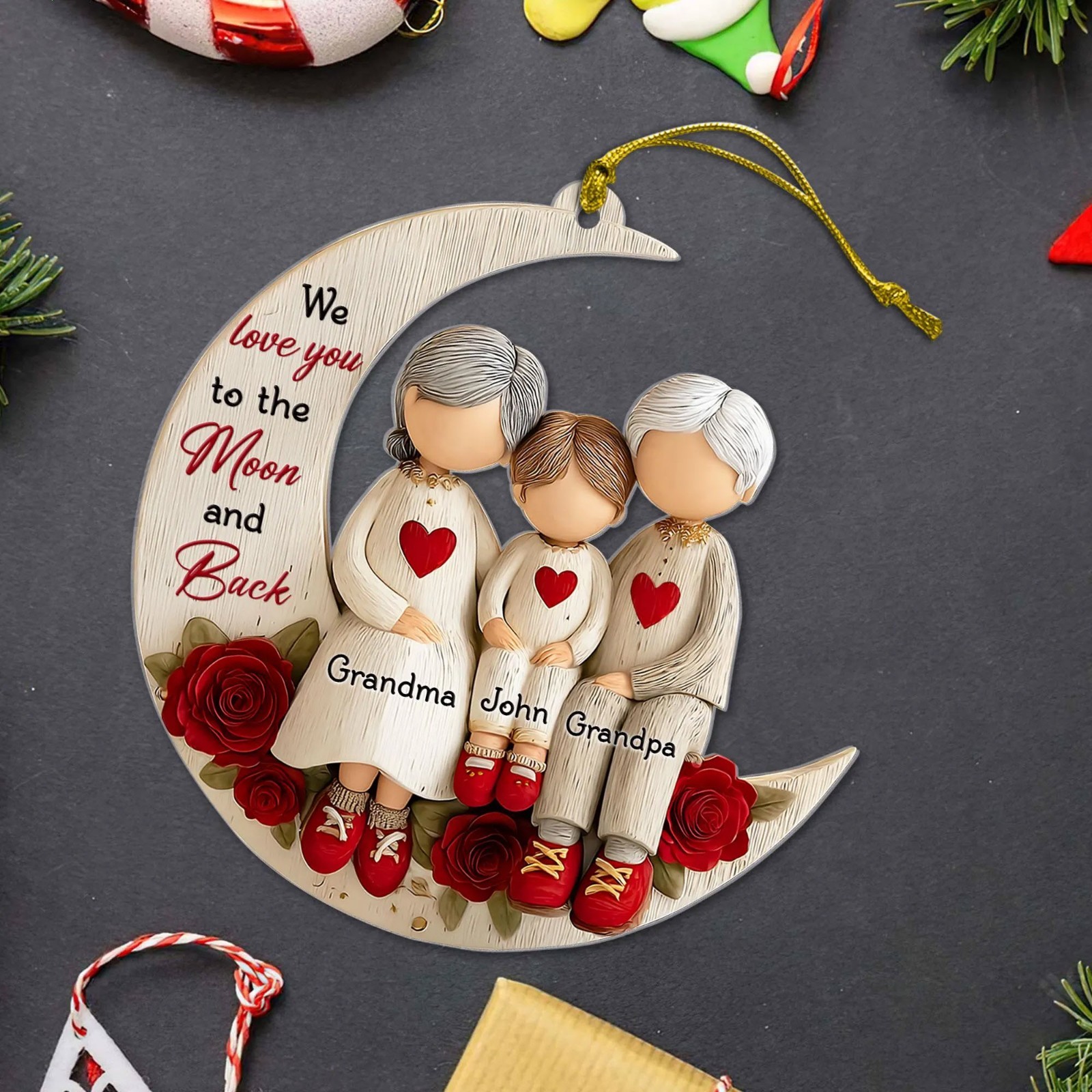 Personalized Grandparents Ornament We Love You to the Moon Family Christmas Gift Personalized Grandparents Ornament We Love You to the Moon Family Christmas Gift