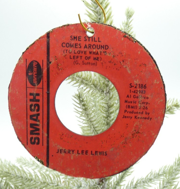 Authentic Vintage 45 Record Christmas Ornament. Jerry Lee Lewis Authentic Vintage 45 Record Christmas Ornament. Jerry Lee Lewis