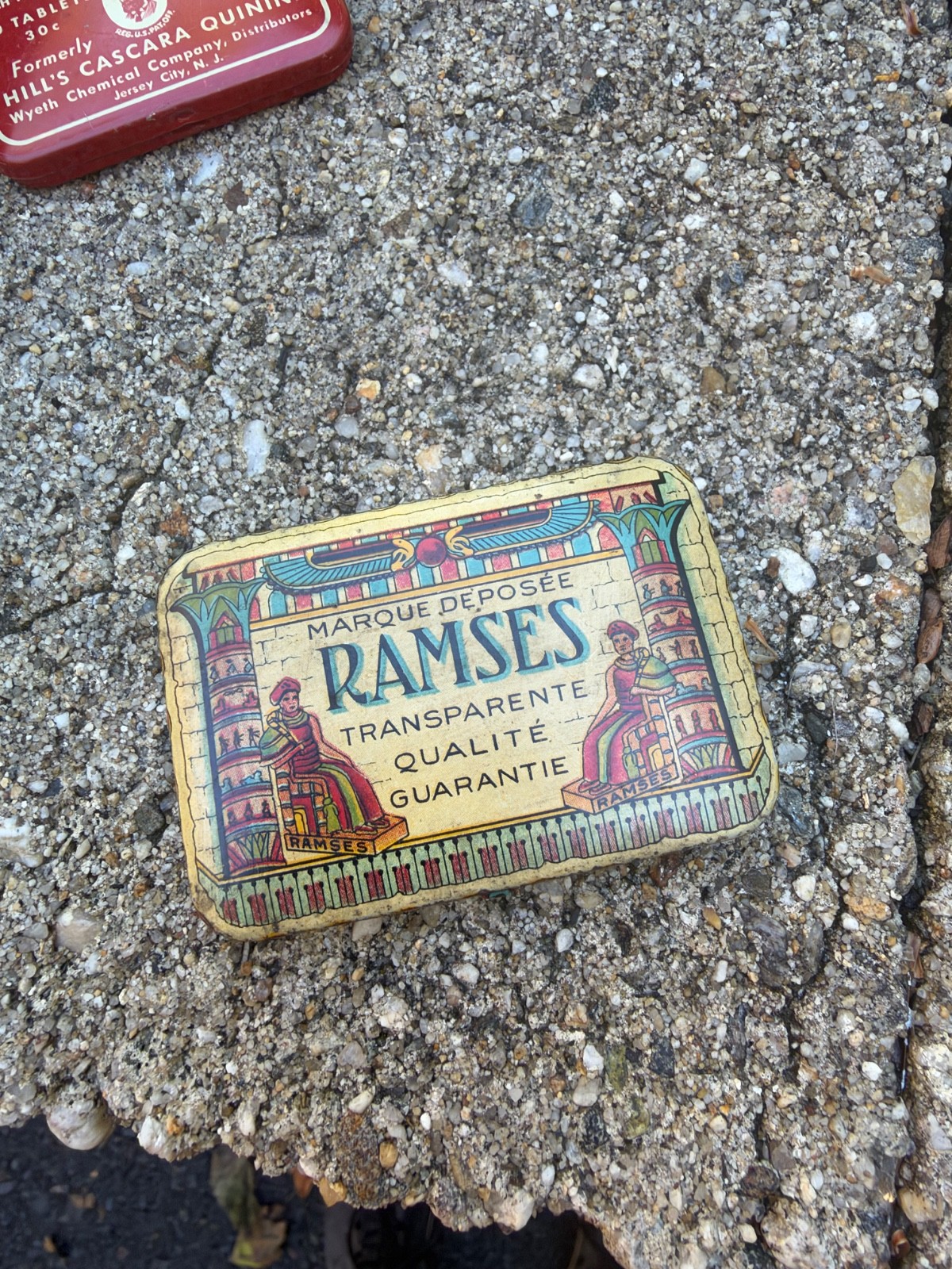 VINTAGE 1929 RAMSES CONDOM TIN w/ ORIGINAL PAPER WRAPPERS JULIUS SCHMID