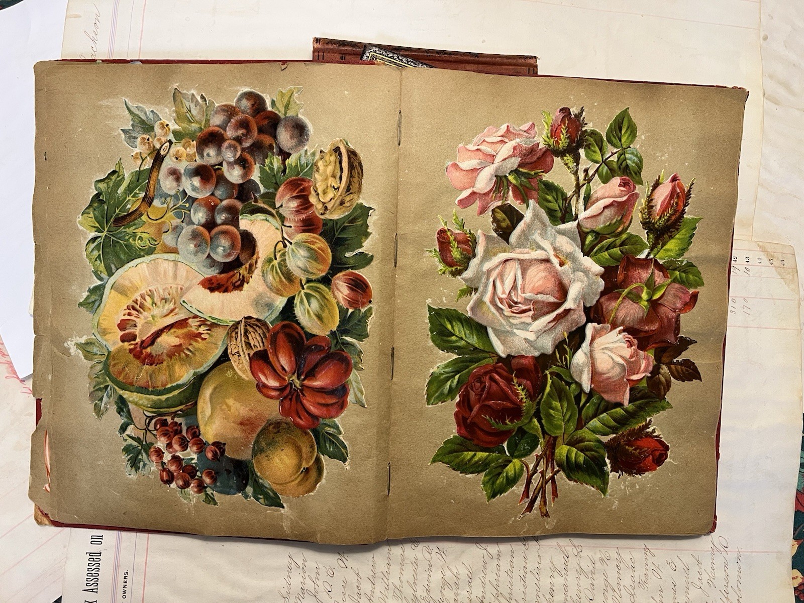 Antique Victorian Scrapbook Album Die Cut Scraps Santa Christmas Chromoliths