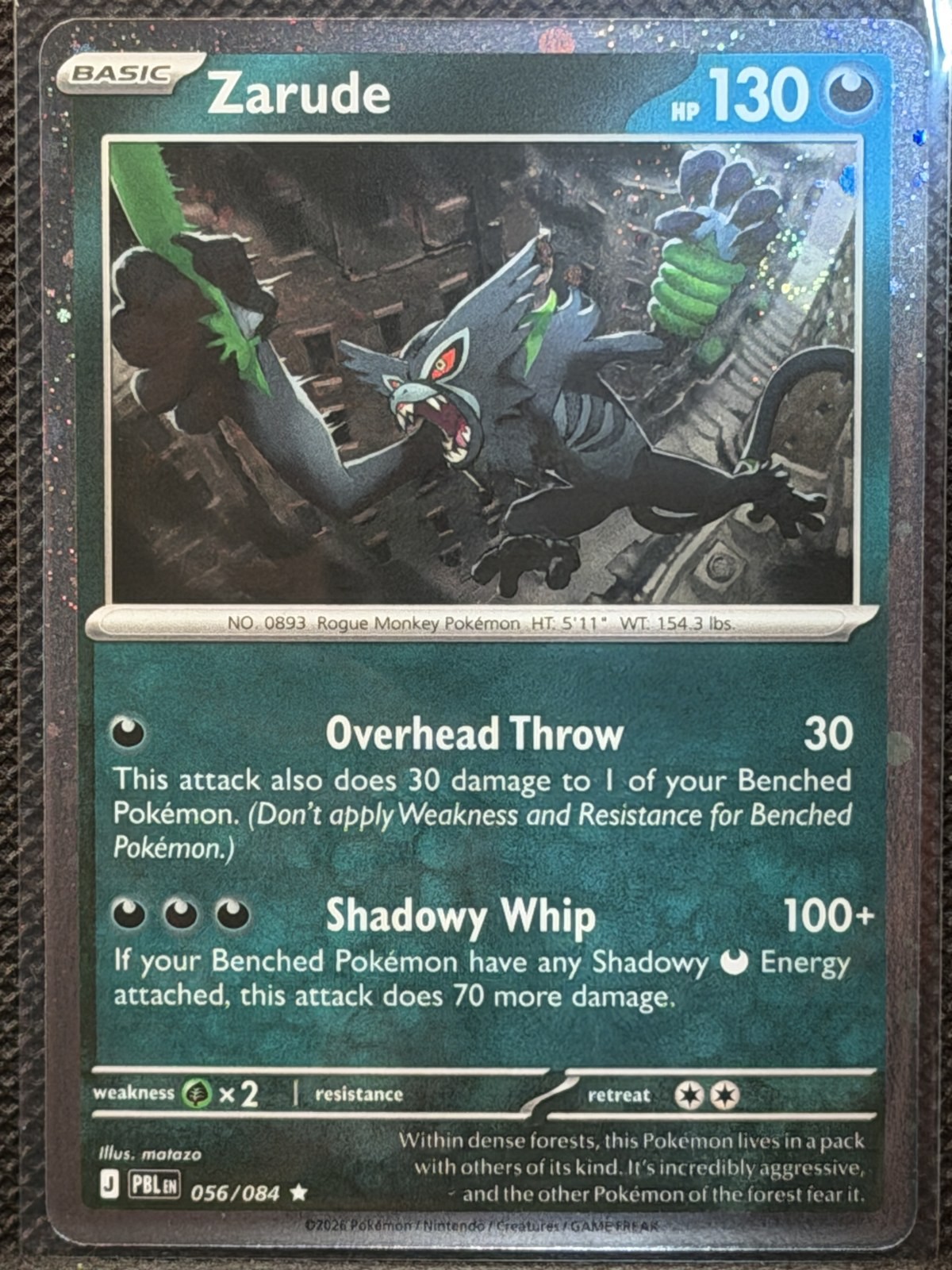 2026 Pokemon Pitch Black - Zarude #56 SWIRL Cosmos Holo