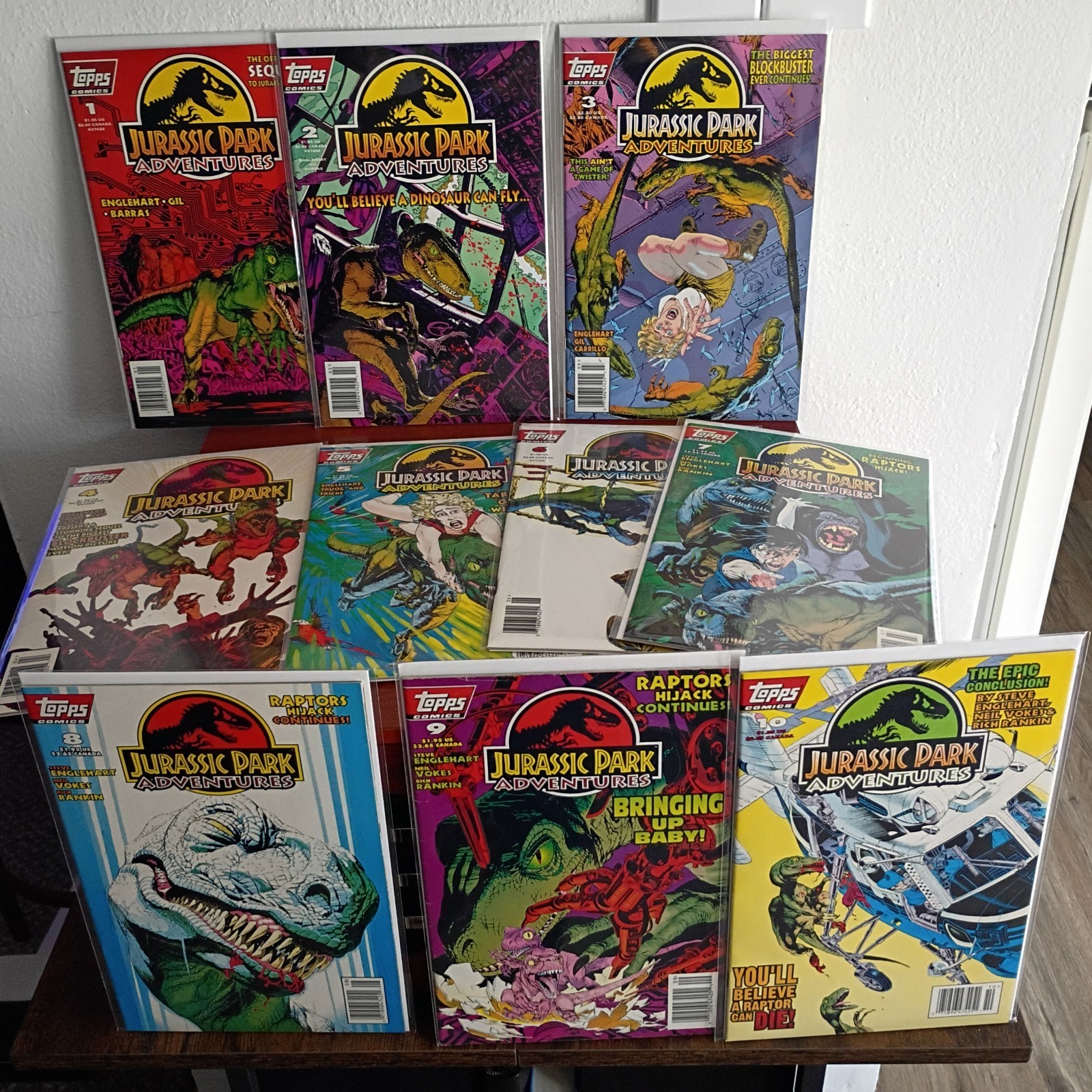 RARE COMPLETE 1994 Topps Jurassic Park Adventures Comics, Issues #1-10 