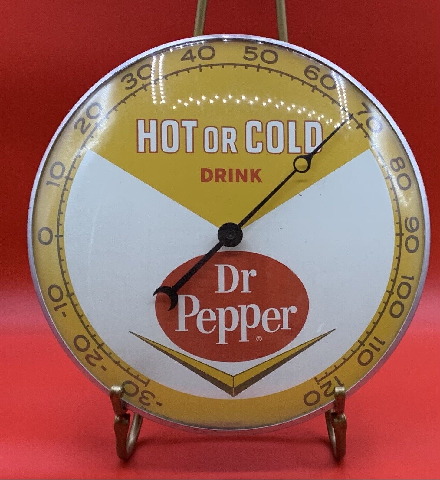 Vintage Dr Pepper Thermometer Hot Or Cold Drink With Inverted Chevon