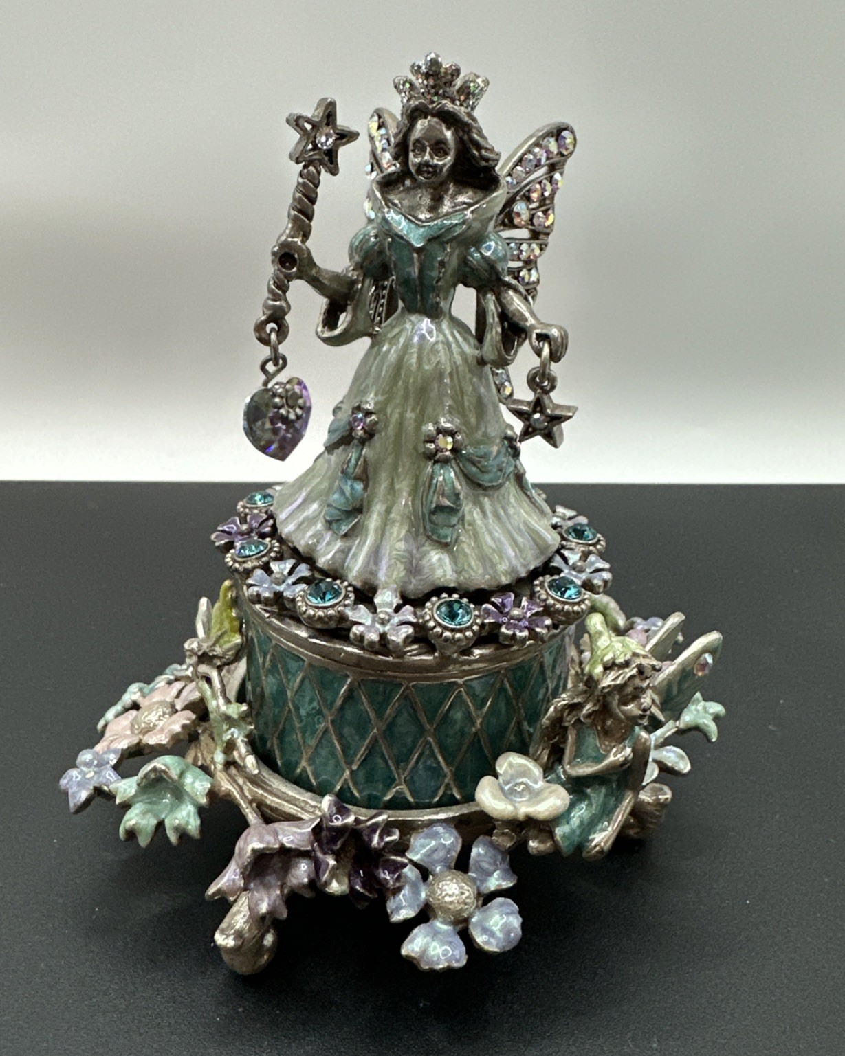 Kirks Folly Fairy Grandmother w/Stand & Candle Trinket Box Jeweled Kirks Folly Fairy Grandmother w/Stand & Candle Trinket Box Jeweled