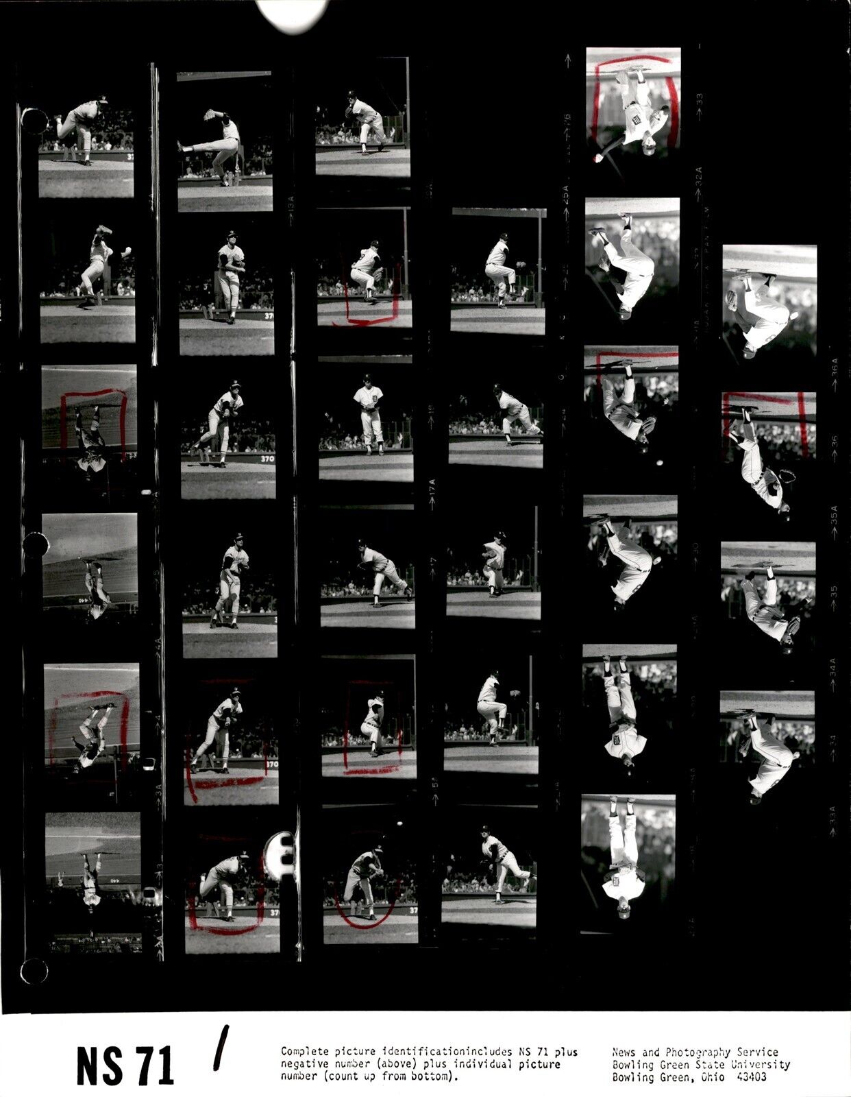 LD323 \'71 Original Contact Sheet Photo MICKEY LOLICH TIGERS - ORIOLES JIM PALMER