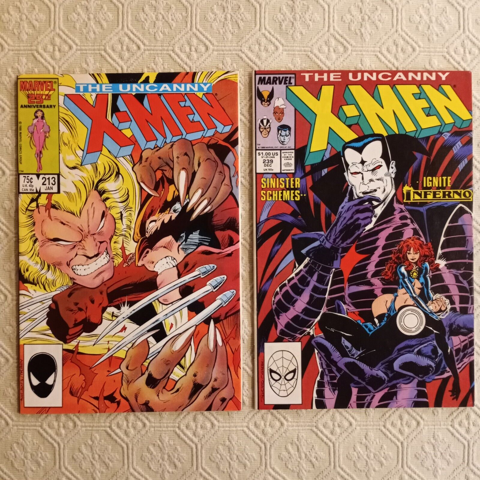 Uncanny X-Men 213 239 High Grade lot 1st Mr Sinister Cameo & Cover appearance