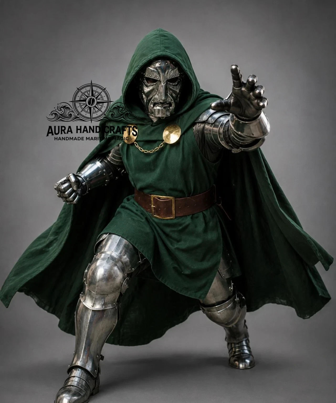 AURA D0ctor Doom Inspired Cosplay Armor Set, Dr Doom Wearable Steel Helmet AURA D0ctor Doom Inspired Cosplay Armor Set, Dr Doom Wearable Steel Helmet