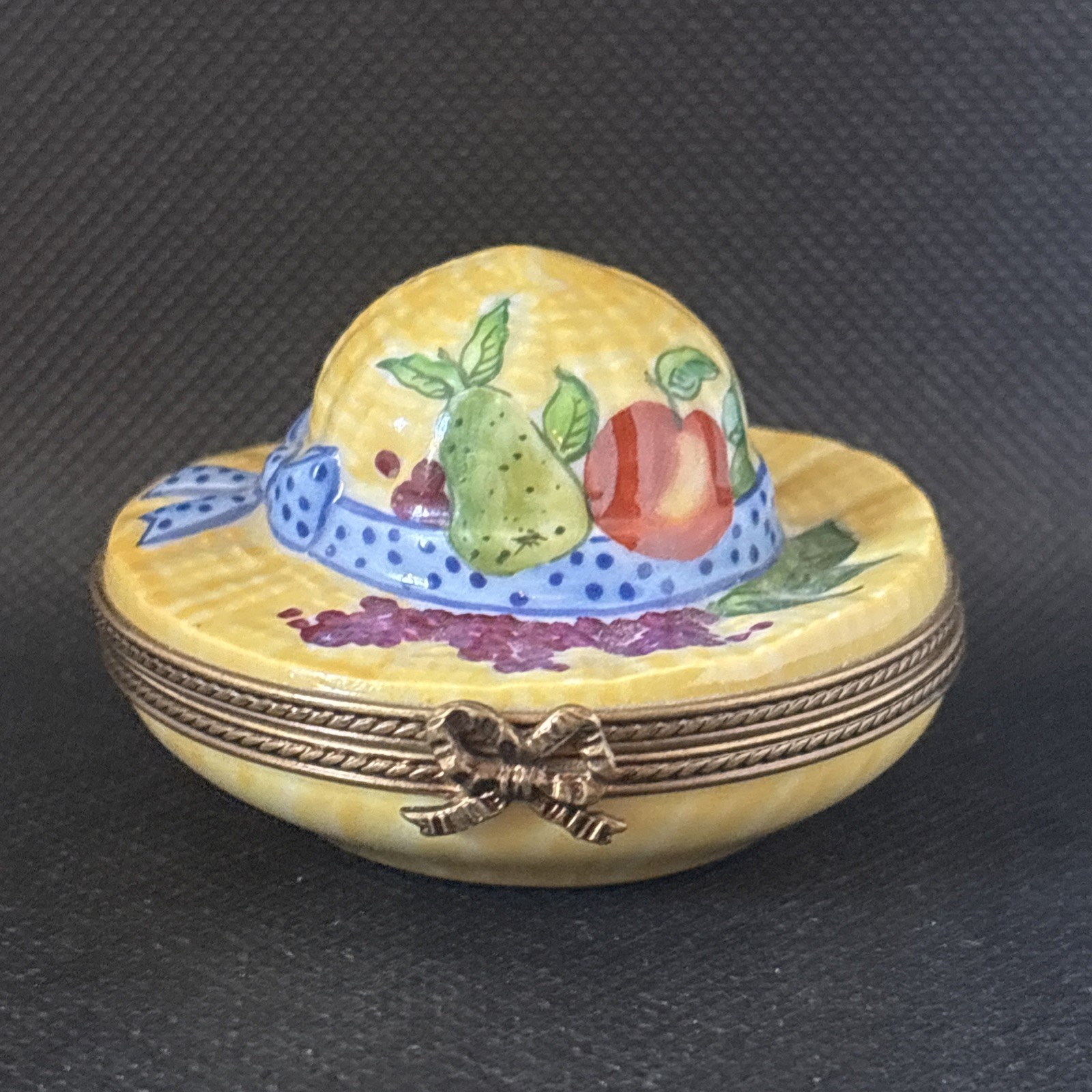 Limoges Big Yellow Sun Hat Trinket Box