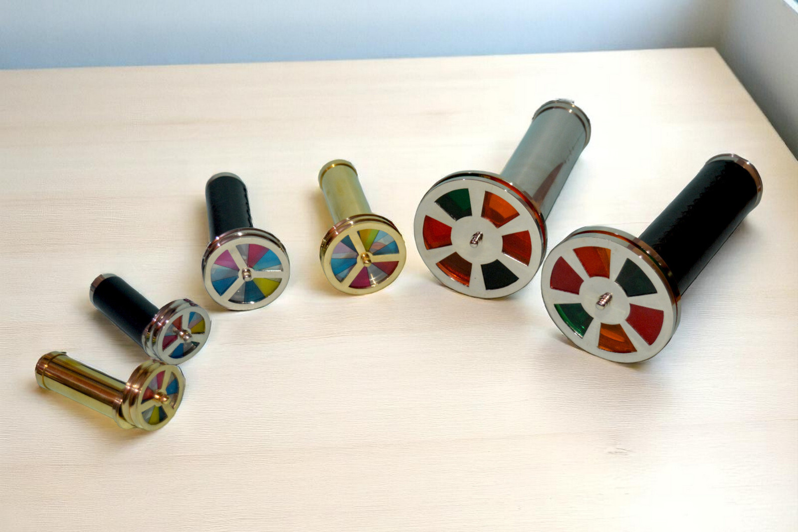SET OF 6 HANDCRAFTED BRASS KALEIDOSCOPES VINTAGE STYLE COLLECTIBLE GIFTS SET OF 6 HANDCRAFTED BRASS KALEIDOSCOPES VINTAGE STYLE COLLECTIBLE GIFTS