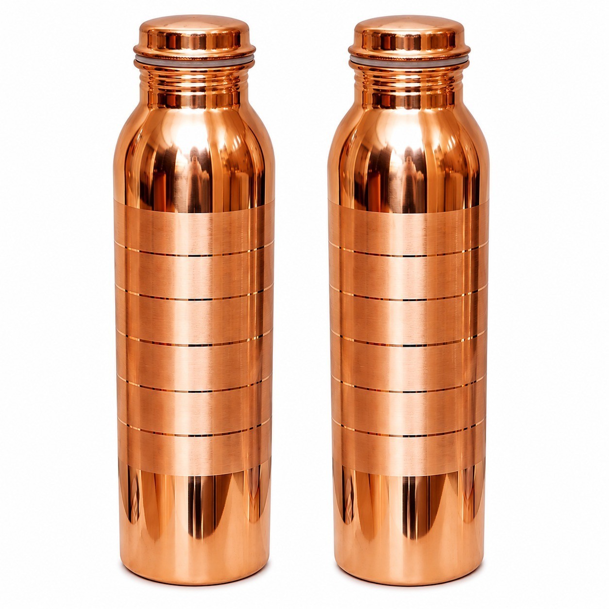 2 X Copper Water Bottle Silver touch Drinking Ayurveda Health Benefits 950ml