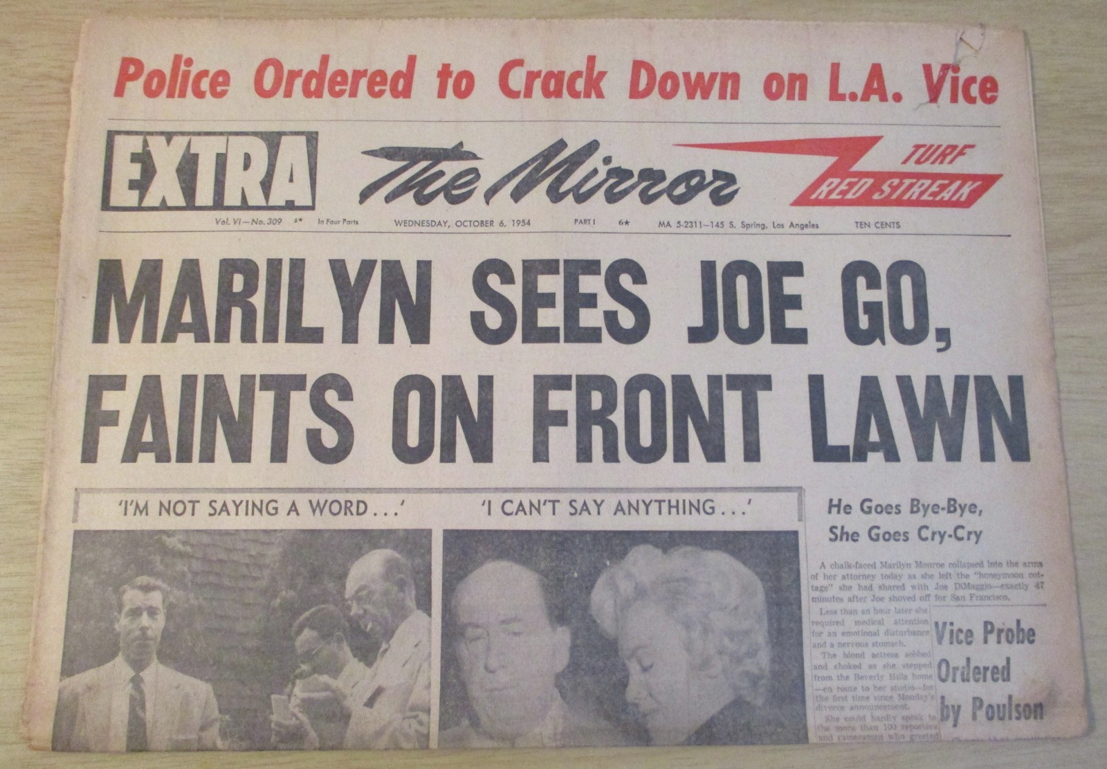 VTG OCT 6, 1954 \'THE MIRROR\' Newspaper~\ VTG OCT 6, 1954 \'THE MIRROR\' Newspaper~\