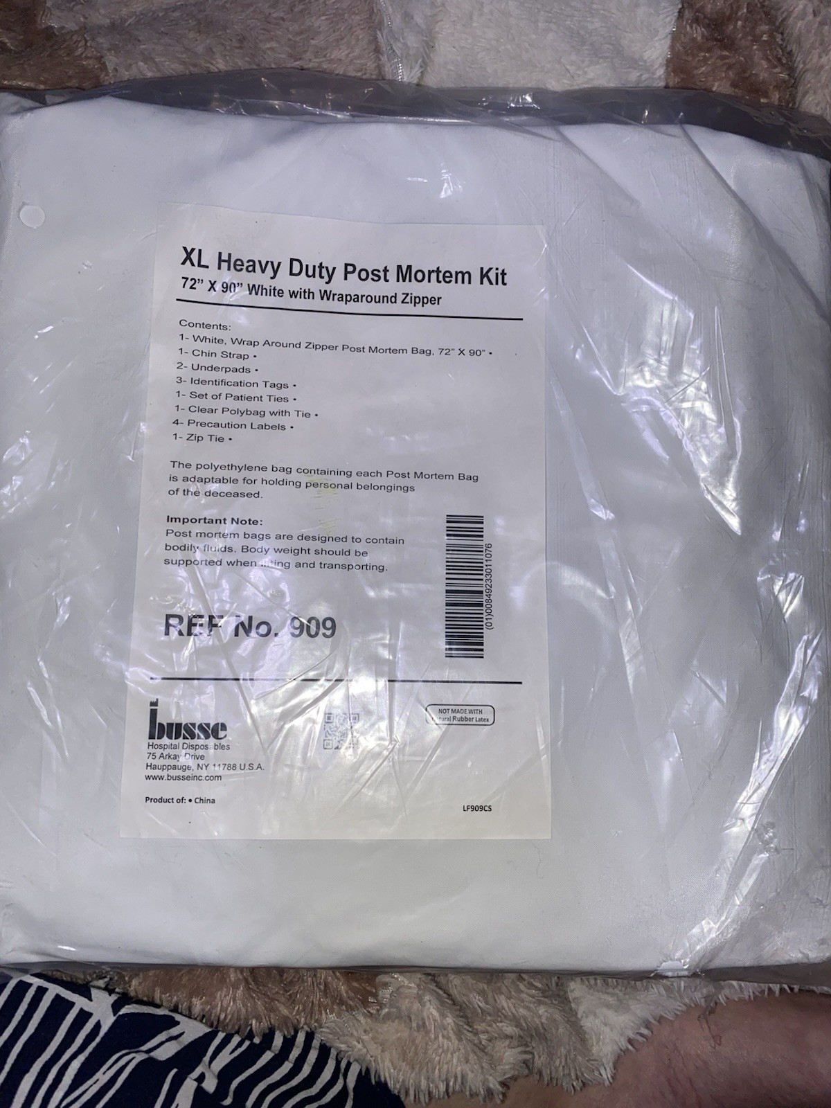 Busse Hospital Post Mortem Kit with Wraparound Zipper Body Bag 909 Heavy Duty XL Busse Hospital Post Mortem Kit with Wraparound Zipper Body Bag 909 Heavy Duty XL