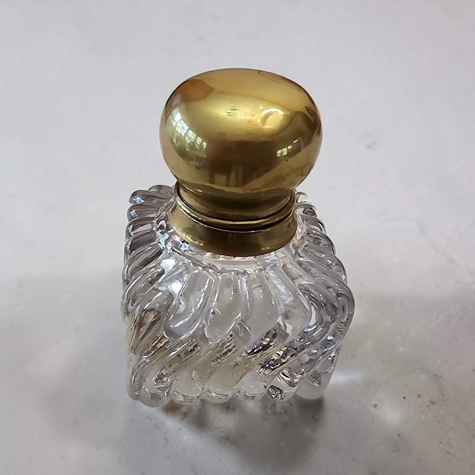 Crystal Inkwell Brass Hinged Top Baccarat French Art Noveau