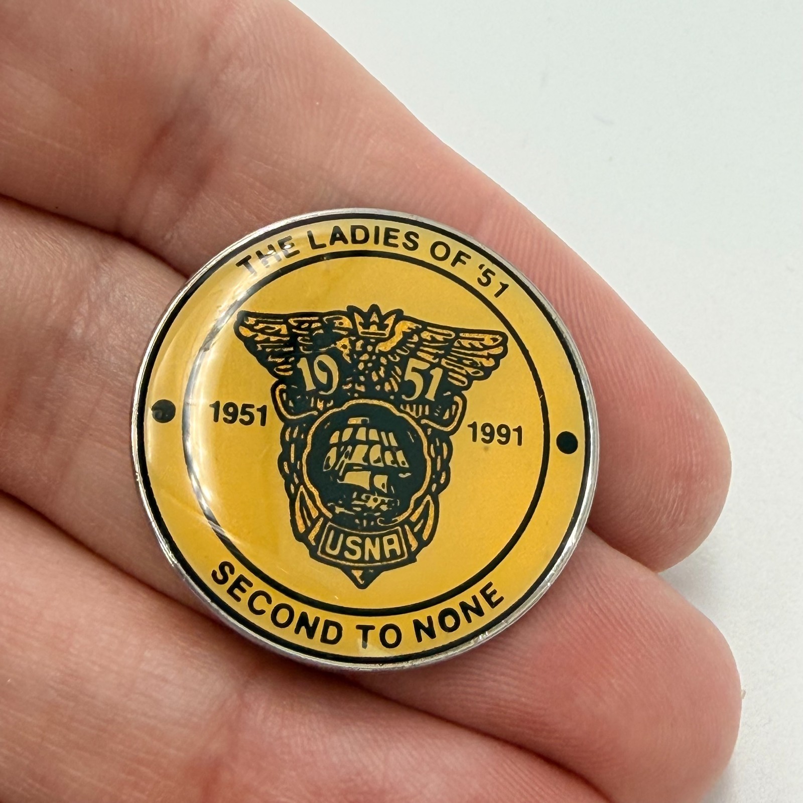 USNA Ladies Class of 1951 Lapel Pin Round Enamel Reunion Badge Naval Academy USNA Ladies Class of 1951 Lapel Pin Round Enamel Reunion Badge Naval Academy