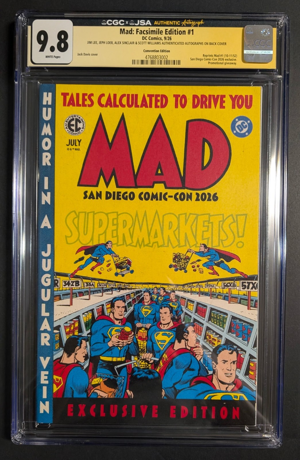 SDCC 2026 DC Mad Mag Ex Cover Ed. CGC 9.8 4x Signed Lee Loeb Williams Sinclair SDCC 2026 DC Mad Mag Ex Cover Ed. CGC 9.8 4x Signed Lee Loeb Williams Sinclair