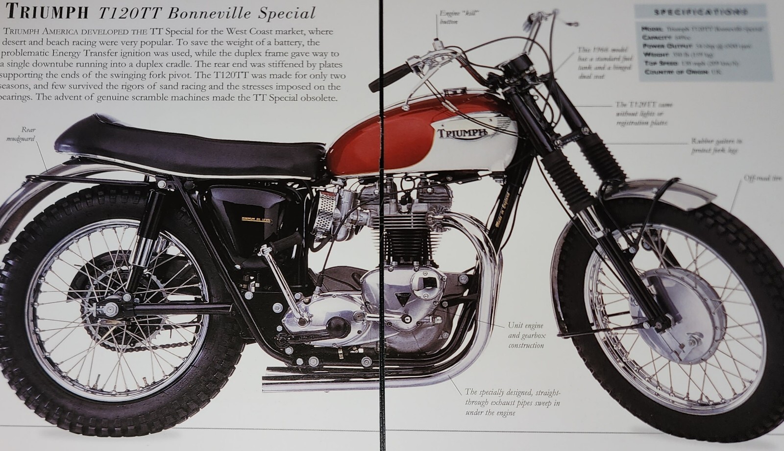 Triumph Motorcycle Bike Picture Out of Print Spec Sheet Moto Art Vtg Display Triumph Motorcycle Bike Picture Out of Print Spec Sheet Moto Art Vtg Display