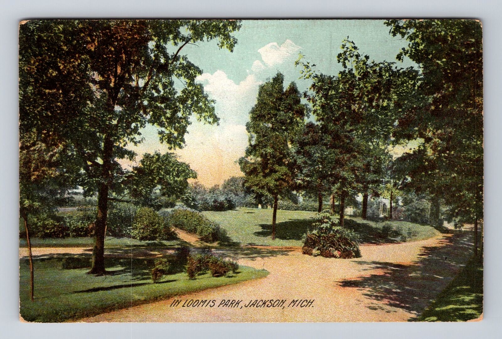 Jackson MI-Michigan, Loomis Park, Scenic Park View, Antique Vintage Postcard