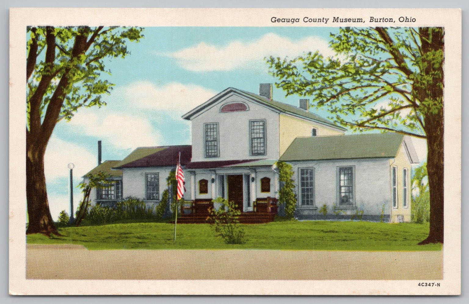 Geauga County Museum Burton Ohio Vintage Linen Postcard Curteich 1940s UNP Geauga County Museum Burton Ohio Vintage Linen Postcard Curteich 1940s UNP