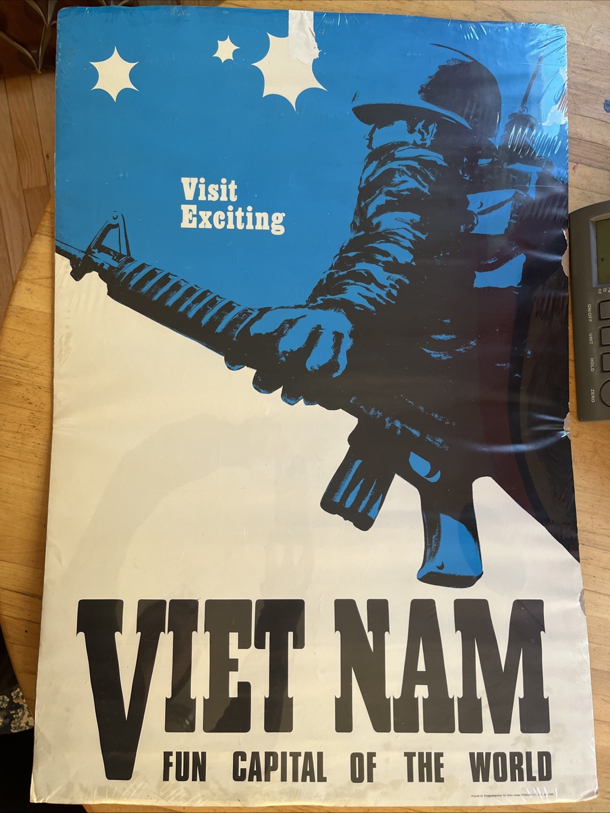 VINTSAGE 1968 ANTI VIETNAM TRAVEL POSTER BY RUNGRUANGRATNA ORIGINAL 30” x 21”