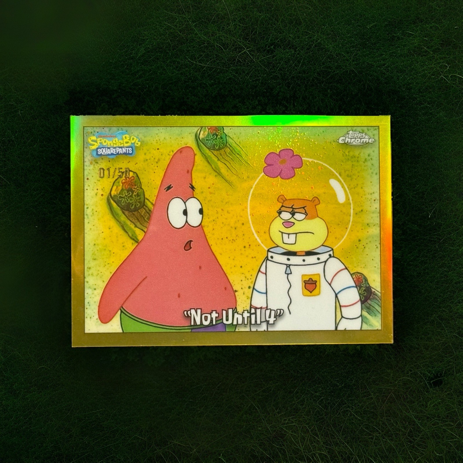 2025 Topps Chrome SpongeBob #91 Not Until 4 Gold Refractor #1/50 2025 Topps Chrome SpongeBob #91 Not Until 4 Gold Refractor #1/50
