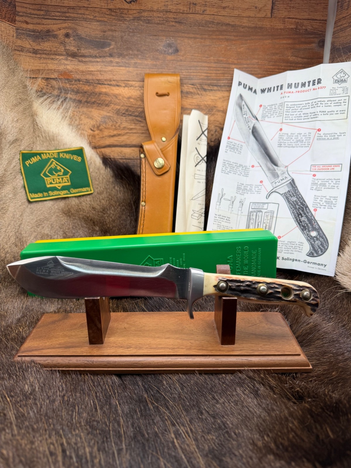 1986 Puma 6375  White Hunter With Stag Handles With Mint G / Y Box - Mint  