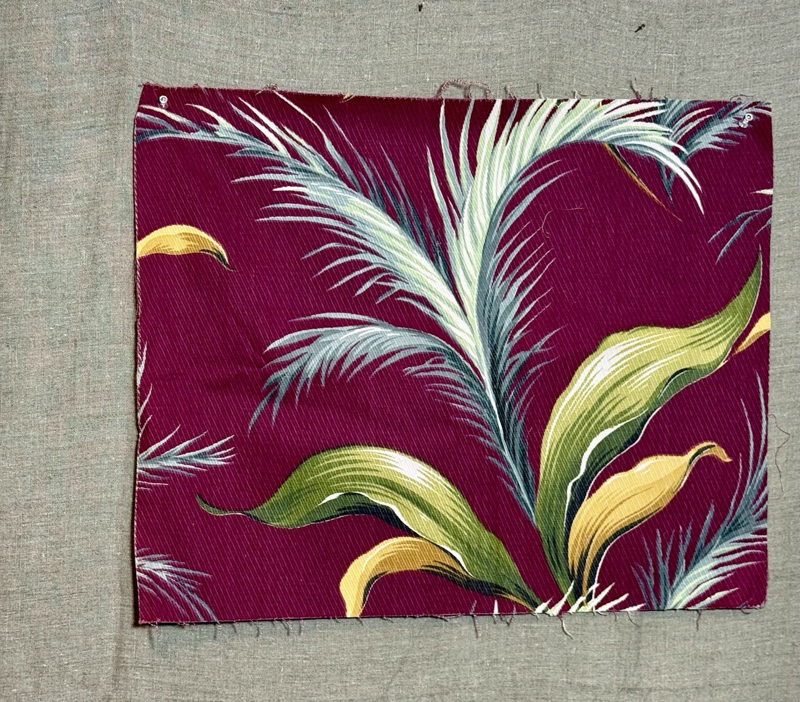 Vintage Plume Tropical Barkcloth Pillow Miami Art Decor 6 Available Vintage Plume Tropical Barkcloth Pillow Miami Art Decor 6 Available