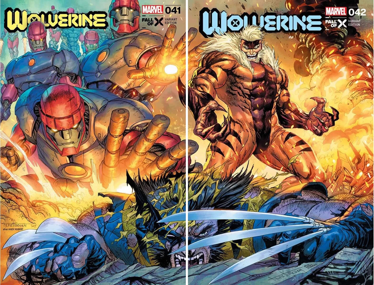 WOLVERINE #41 & 42 (TYLER KIRKHAM CONNECTING VARIANT SET)(2024) ~ Marvel Comics WOLVERINE #41 & 42 (TYLER KIRKHAM CONNECTING VARIANT SET)(2024) ~ Marvel Comics