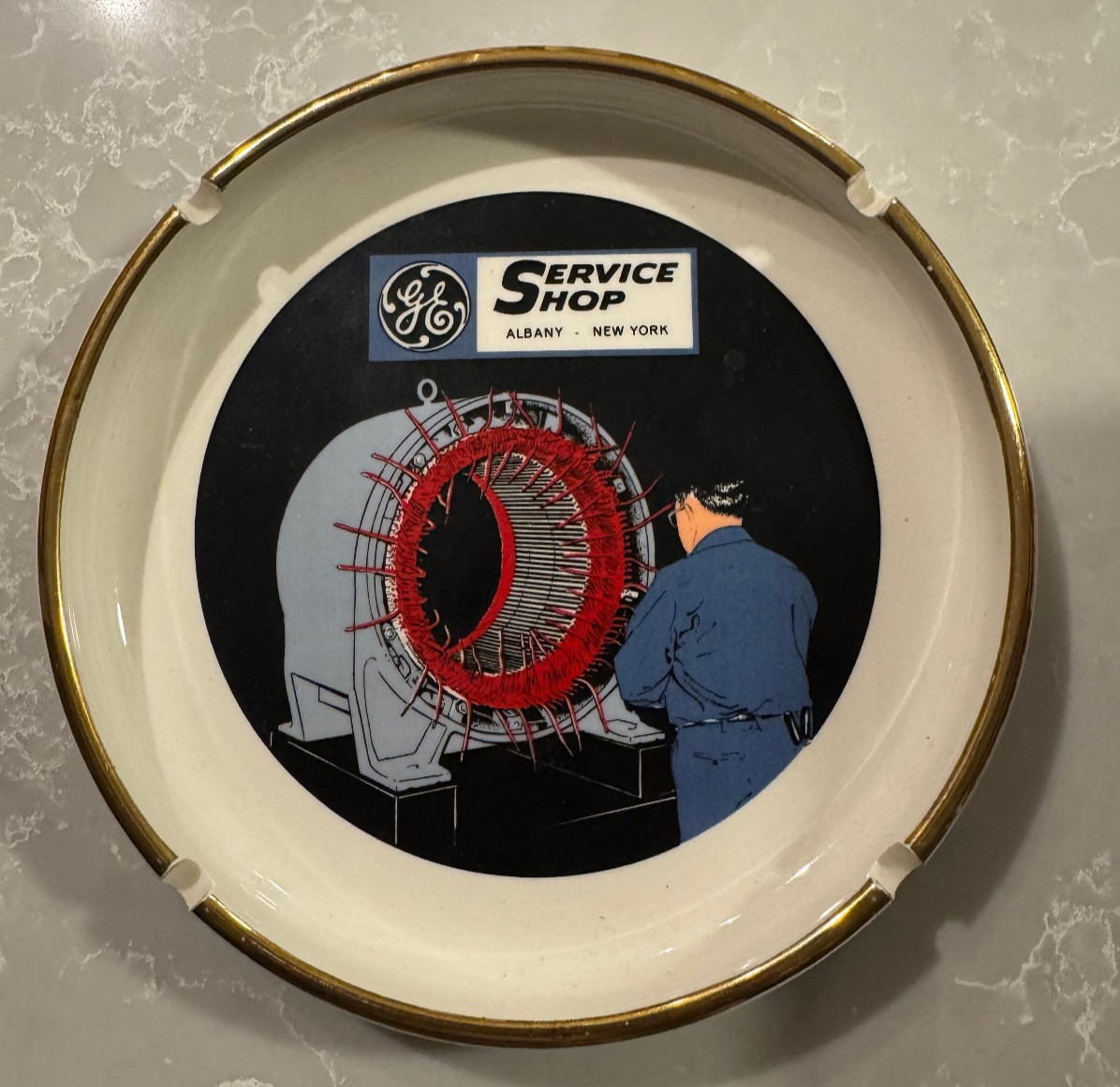 Vintage GE General Service Shop Albany, NY New York Ashtray Lerick Mfg. Co. Inc.