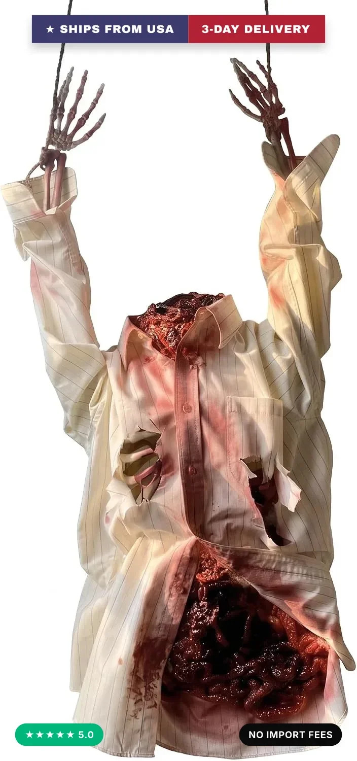 Halloween Body Parts Props - Life Size Bloody Torso Prop for Haunted House, Hang
