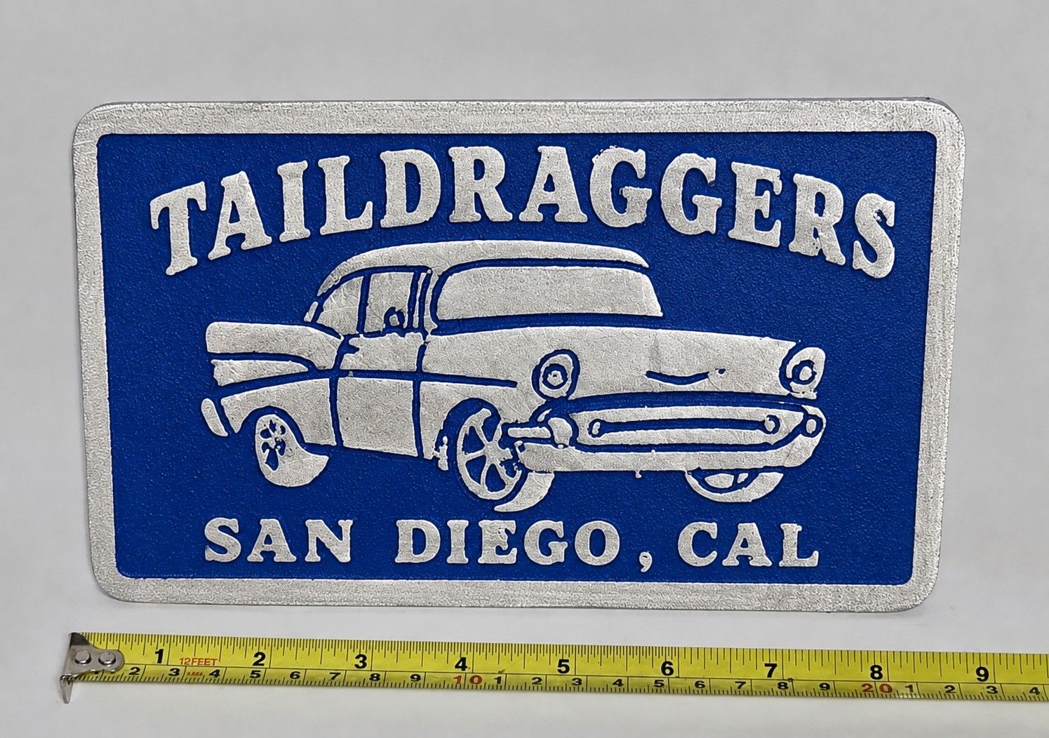 CAST ALUMINUM TAILDRAGGERS. SAN DIEGO, CAL CAR PLAQUE CAST ALUMINUM TAILDRAGGERS. SAN DIEGO, CAL CAR PLAQUE