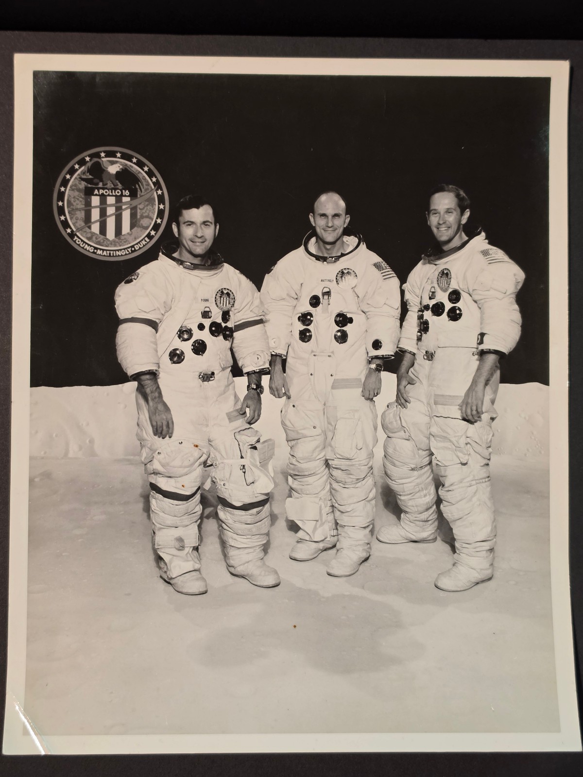 Vintage NASA Apollo 16 Crew Press Photograph – 1972 – 8x10 Black & White