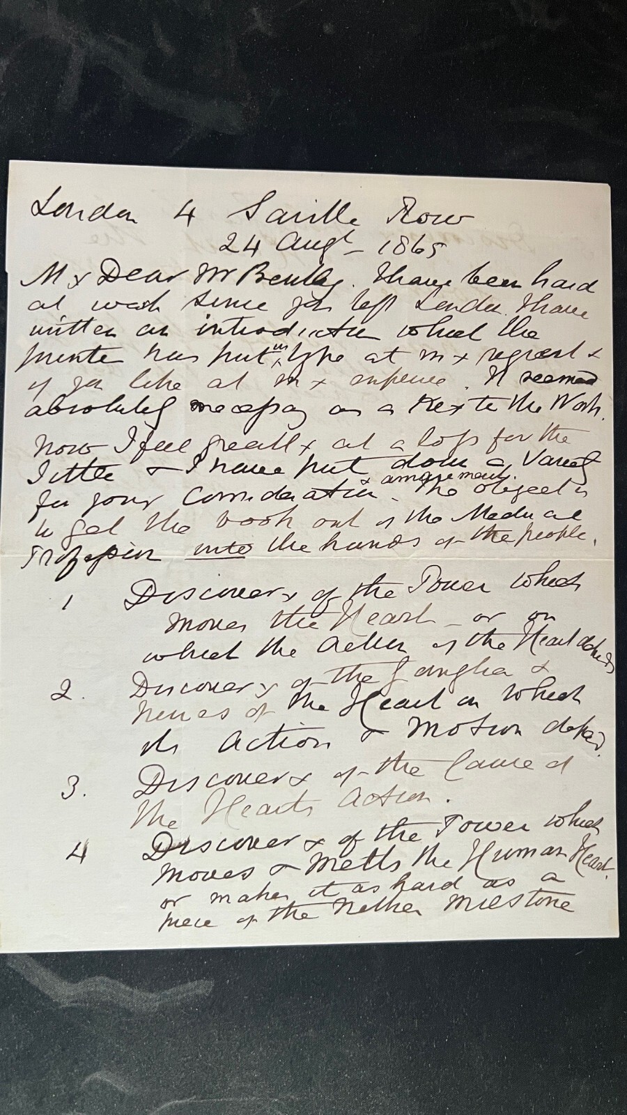 Rare 1865 Handwritten Letter by Robert Lee (obstetrician), on medical insights