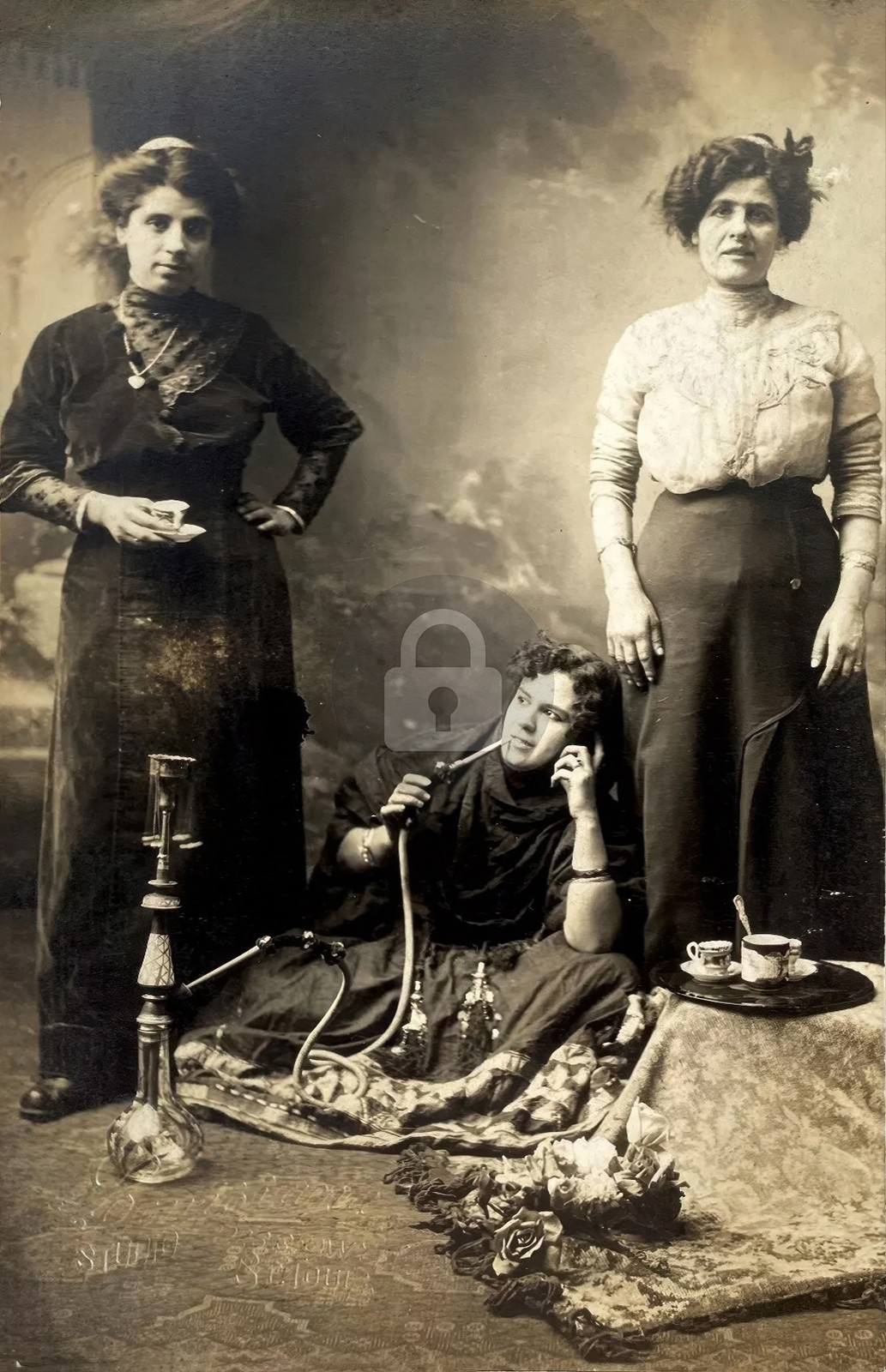 St Louis Women Smoking Hookah Louisiana Studio RPPC Photo Postcard COPY St Louis Women Smoking Hookah Louisiana Studio RPPC Photo Postcard COPY