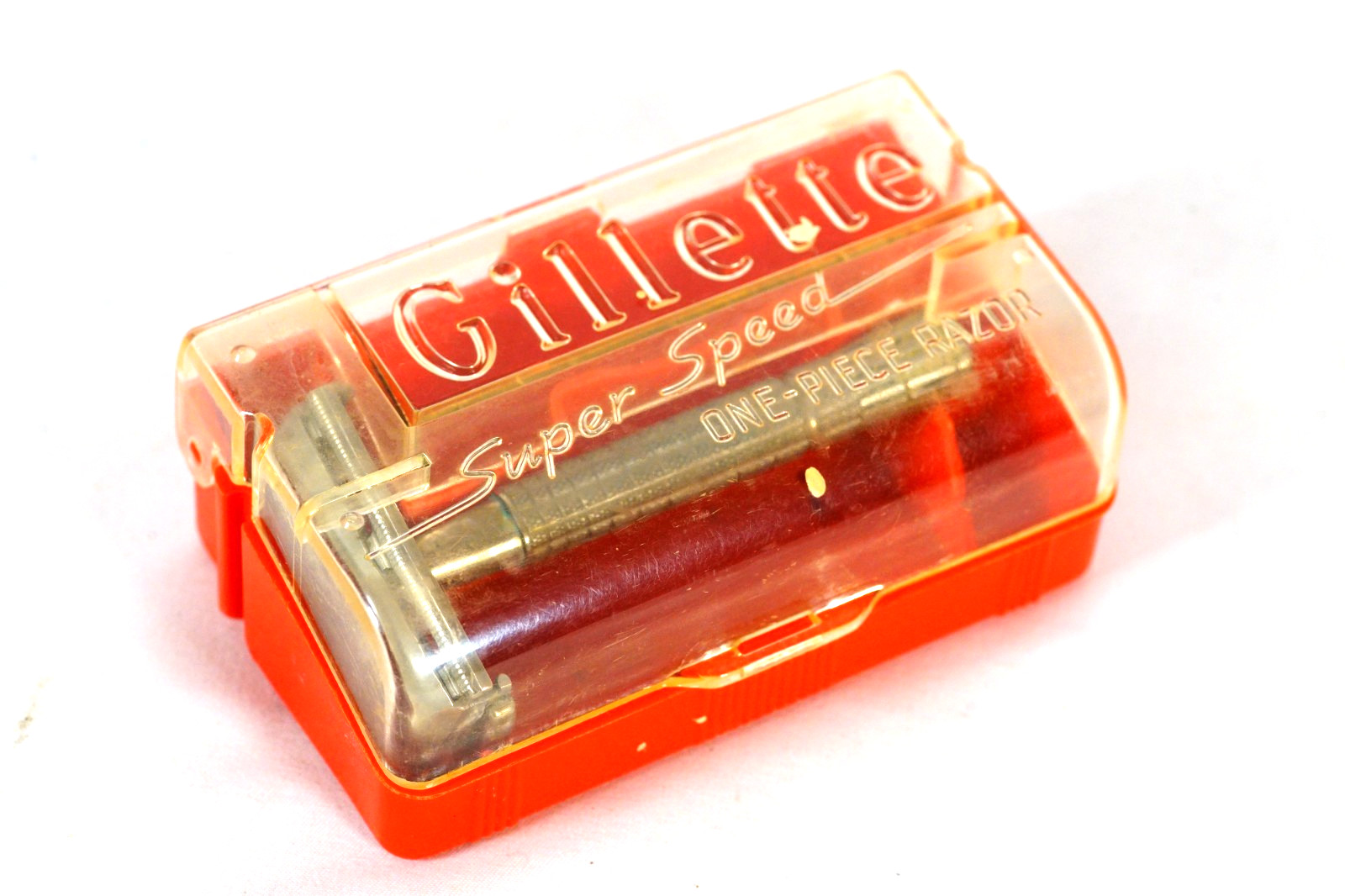 Vintage Gillette Super Speed One Piece Razor In Case Vintage Gillette Super Speed One Piece Razor In Case