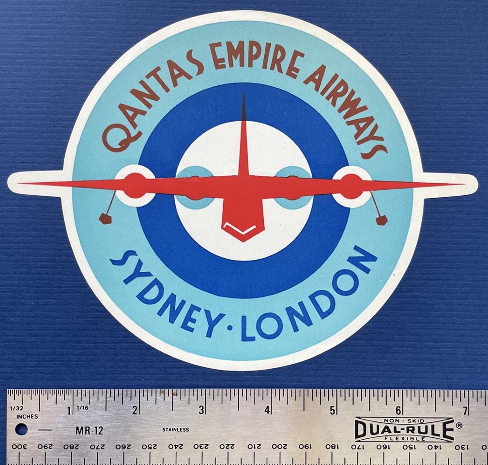 Qantas Empire Airways Luggage Label | Classic Golden Age Label | LARGE VERY FINE