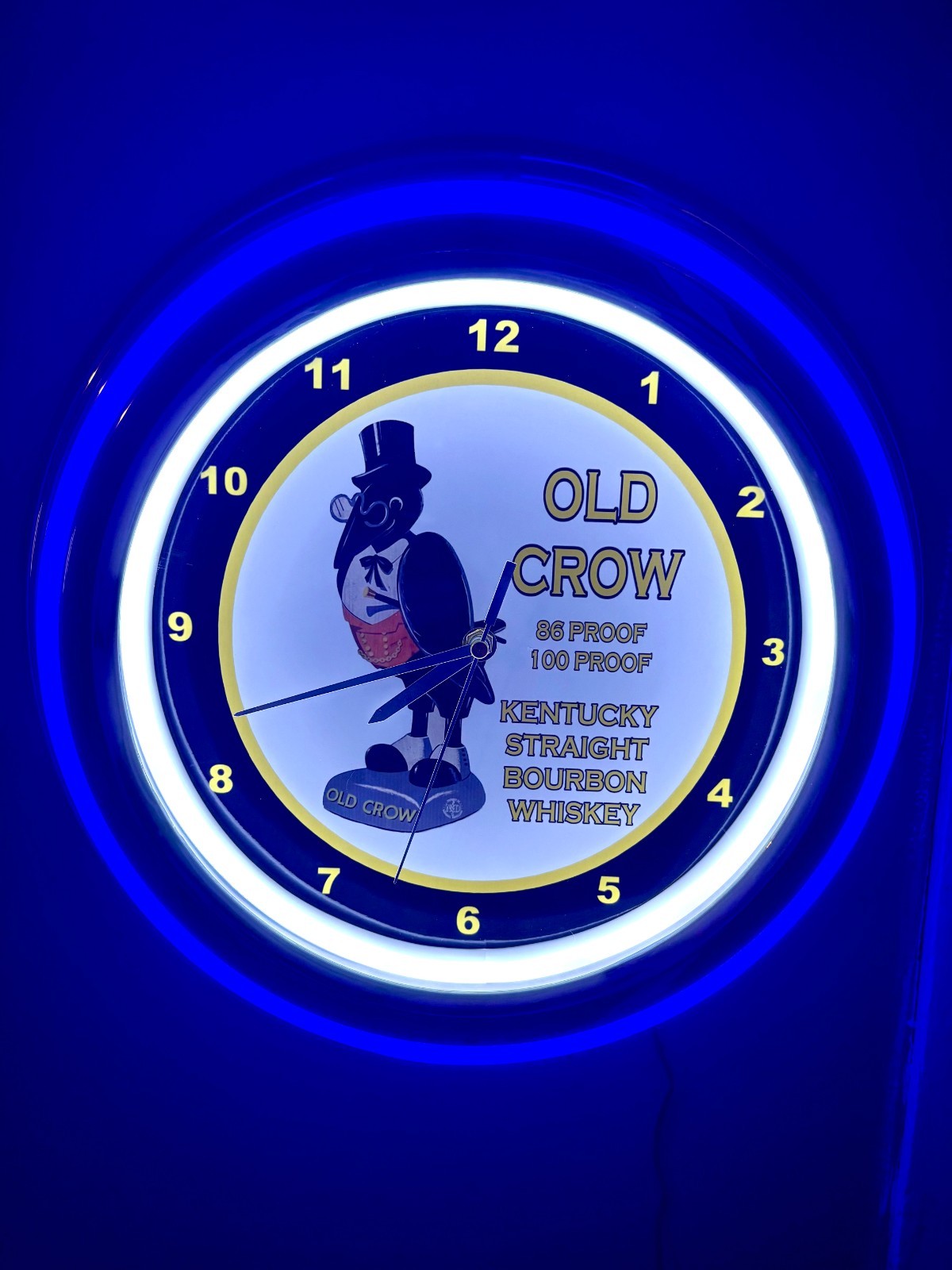 Old Crow Kentucky Bourbon Whiskey Bar Man Cave Neon Style LED Clock Sign Old Crow Kentucky Bourbon Whiskey Bar Man Cave Neon Style LED Clock Sign