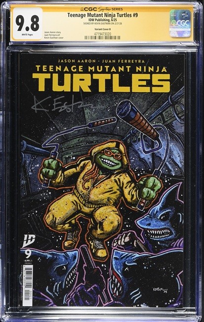 TMNT 9 CGC 9.8 Signature Series Kevin Eastman Signed Variant Cover B IDW 2025