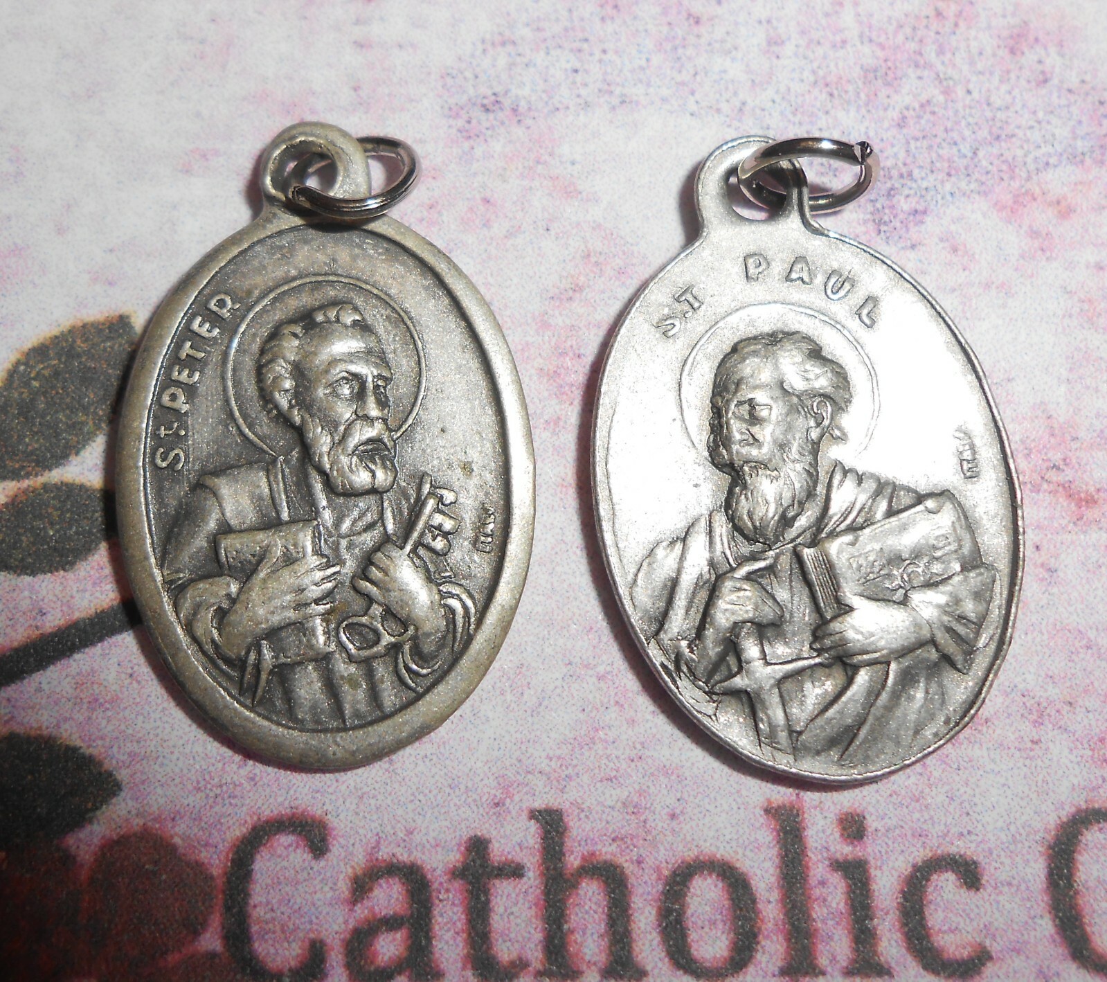 St. Peter & Saint Paul - S1 - Oxidized Italian Silver Tone one inch Medal St. Peter & Saint Paul - S1 - Oxidized Italian Silver Tone one inch Medal