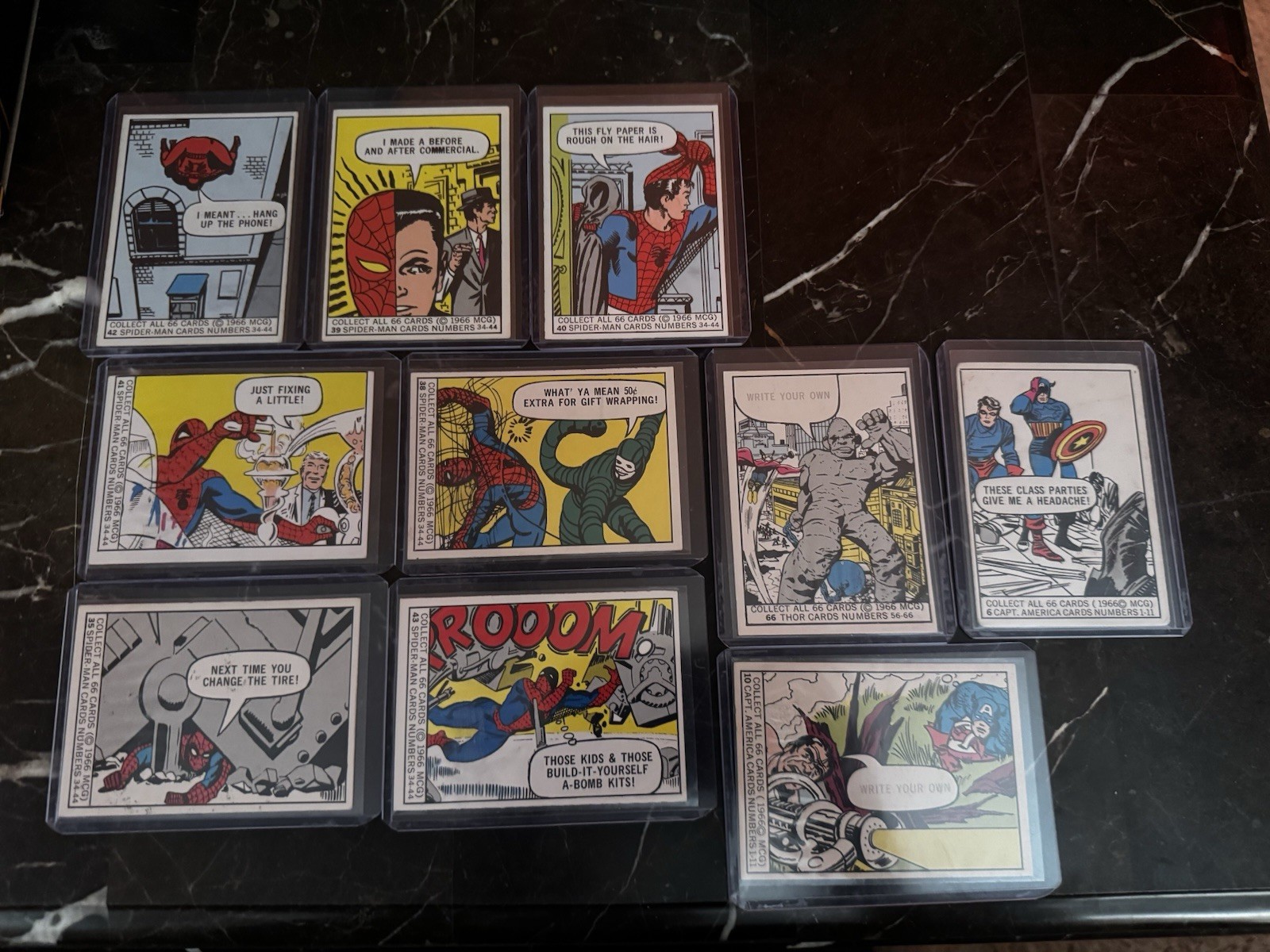 1966 Donruss Marvel Super Heroes x10 Card Lot Spiderman Thor Captain America 1966 Donruss Marvel Super Heroes x10 Card Lot Spiderman Thor Captain America