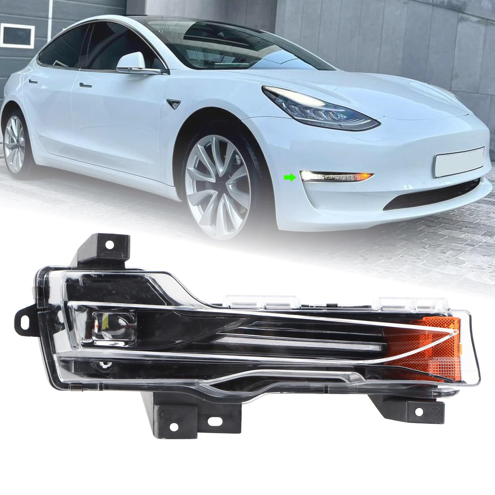 LED DRL Fog Light Assembly for 2017-2024 Tesla Model 3 & Model Y Right Side