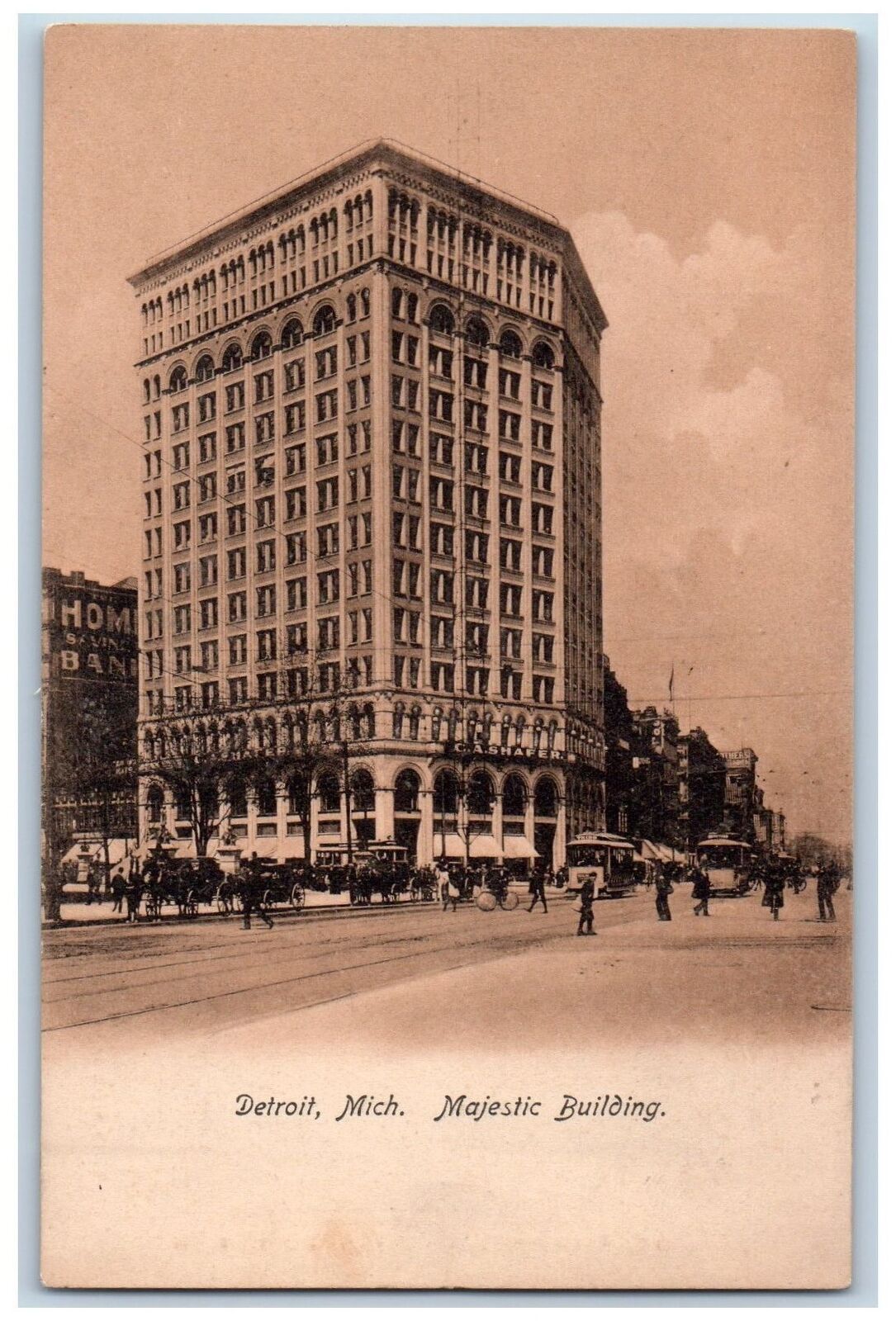 Detroit Michigan MI Postcard Majestic Building Exterior Roadside c1905's Antique