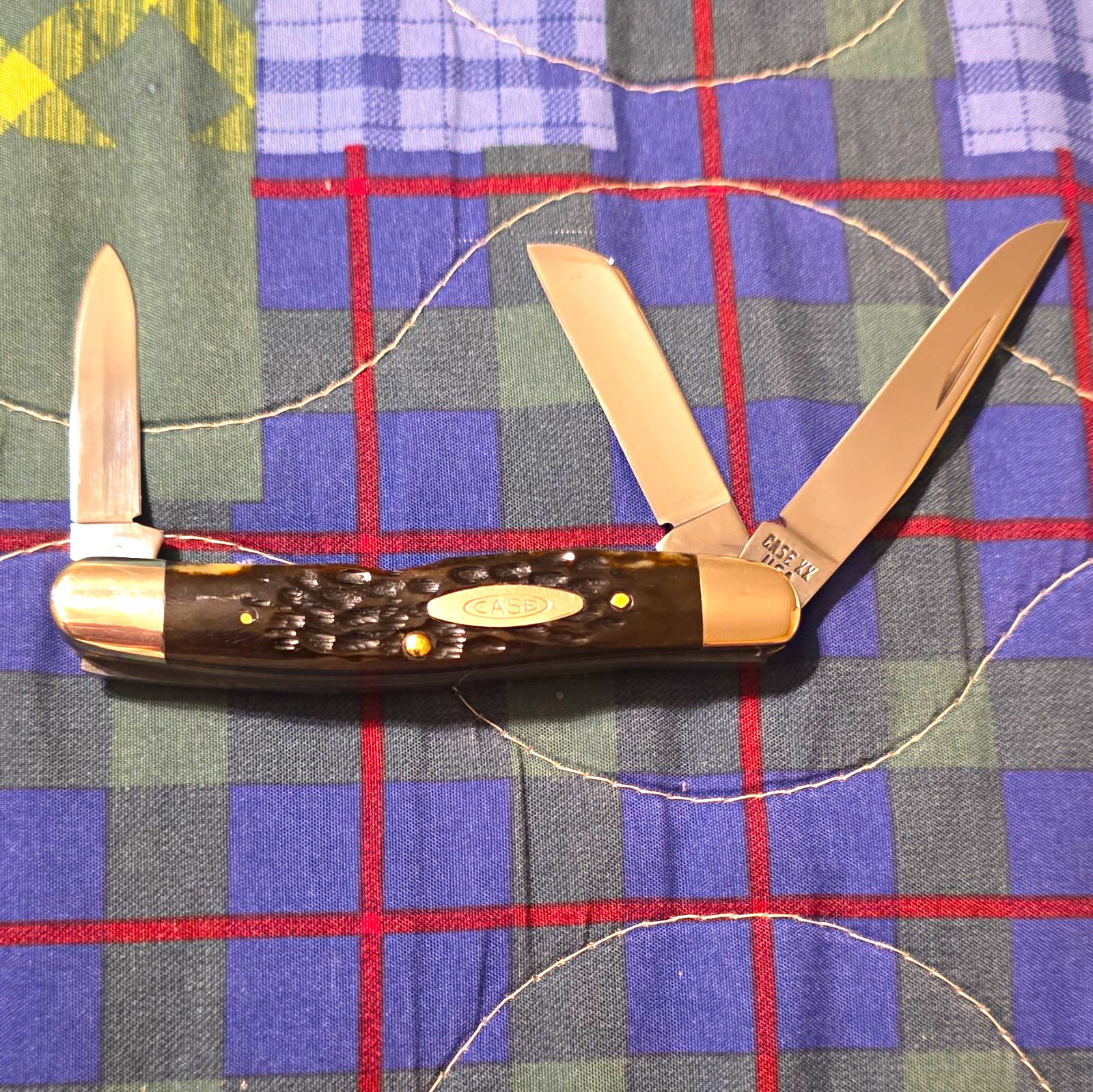 Case XX 1979 6318HE 3-Blade Brown Bone Handle SS Plain Stockman Slipjoint Case XX 1979 6318HE 3-Blade Brown Bone Handle SS Plain Stockman Slipjoint