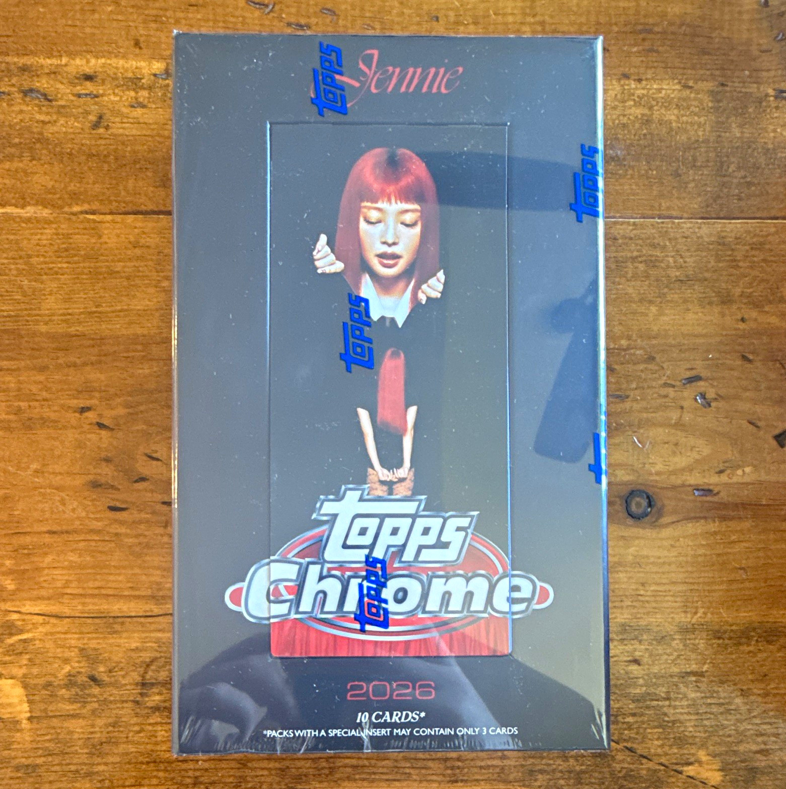 Topps 2026 Topps Chrome Jennie Hobby Box. There is a slight tear on bottom