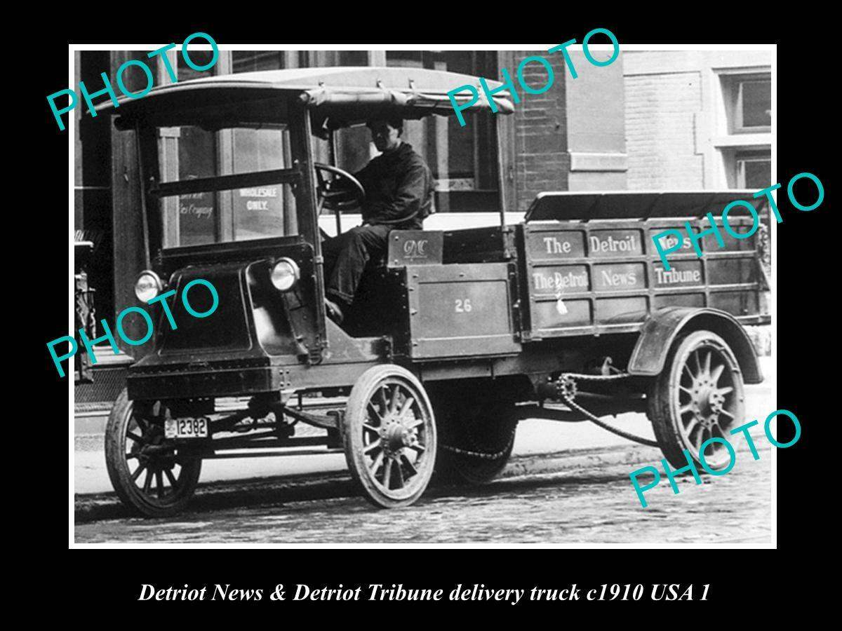 OLD LARGE HISTORIC PHOTO OF THE DETRIOT TRIBUNE NEWSPAPER DELIVERY TRUCK c1910 1 OLD LARGE HISTORIC PHOTO OF THE DETRIOT TRIBUNE NEWSPAPER DELIVERY TRUCK c1910 1